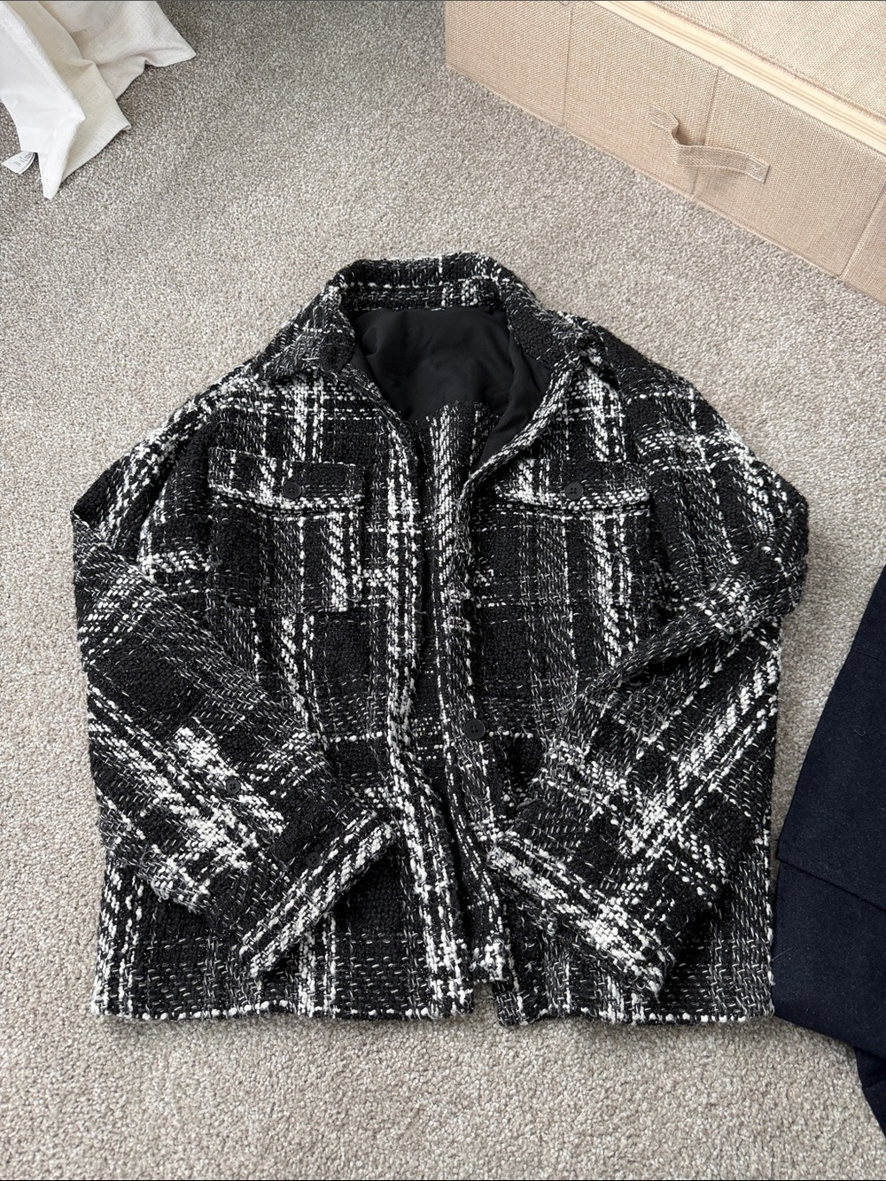 Black & White Tweed Shacket - Women